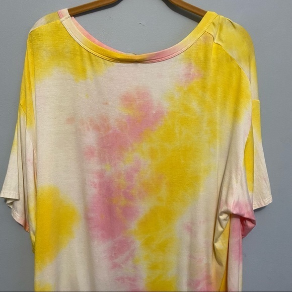 Go Ask Your Dad Oversized Relaxed Fit Tie Dye Scoop Neck Half Sleeves Tee - Picture 10 of 14